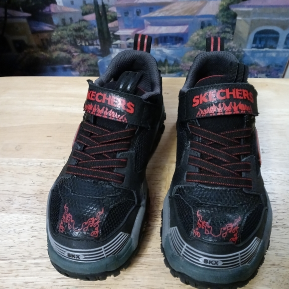 👟👟Skechers Turbo Speed Slip On Sneakers Kids Boys Size 4.5 Black Green 403760L - Picture 14 of 15